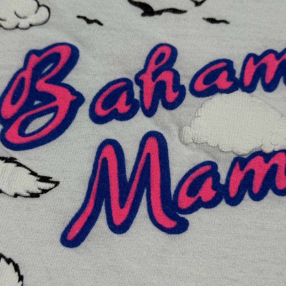 Vintage Bahama Mama Shirt Adult XL White Cat Graphic Dorsett Beach 90s REPAIR - Picture 10 of 16
